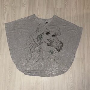 DISNEY PARKS Authentic Women's Gray Ariel Graphic Dolman Sleeve Top Size XXL